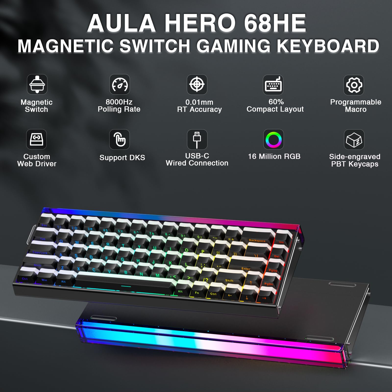 aula-hero-68-tastatur-schwarz-hall-effekt-rapid-trigger image 2
