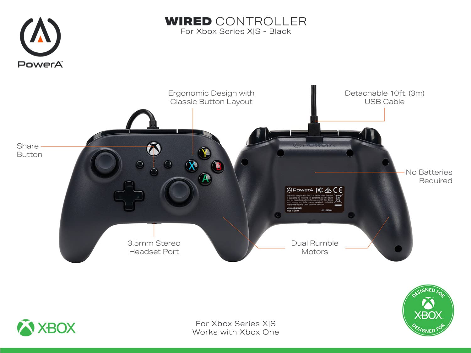 powera-controller-kabelgebunden-schwarz-xbox-3m image 3
